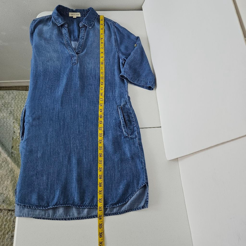 Cloth & Stone Acata Chambray Blue Denim Mini Dress S Tunic Shirt Dress - Picture 9 of 9